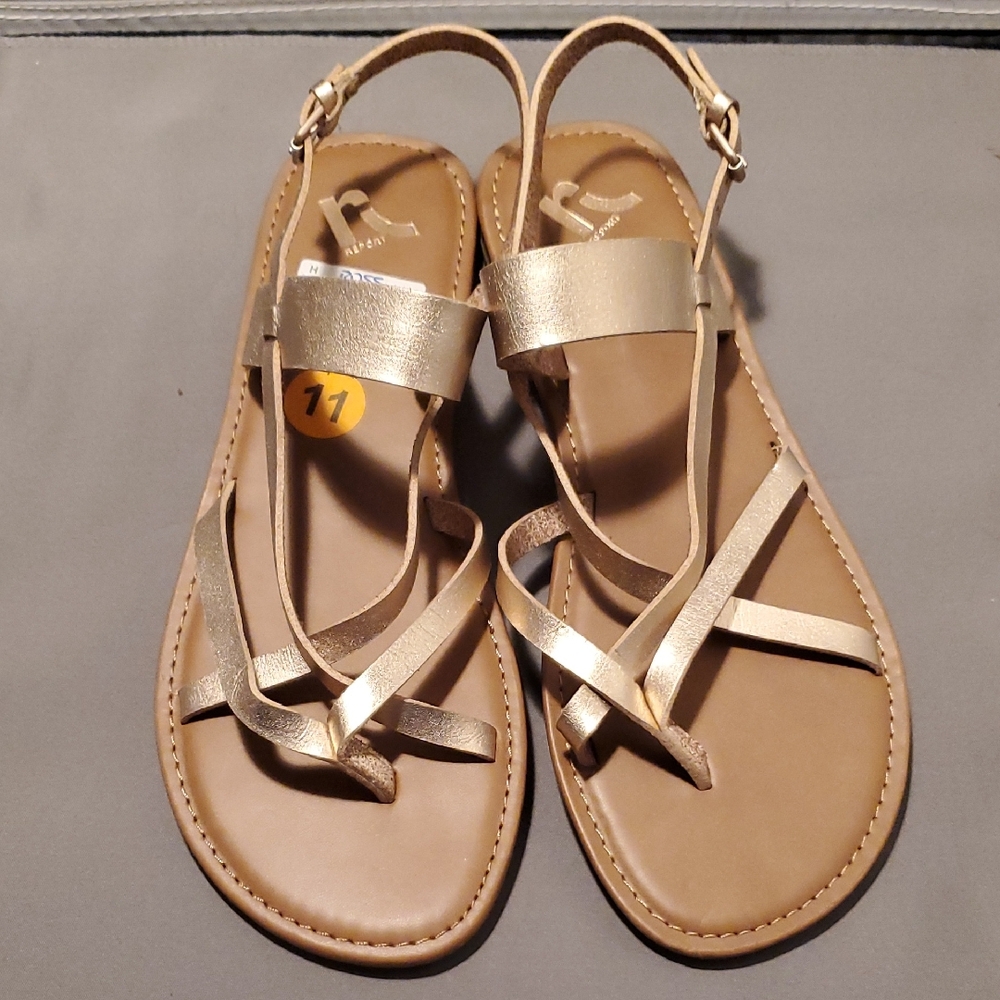 Report Metallic Gold Strappy Sandals
